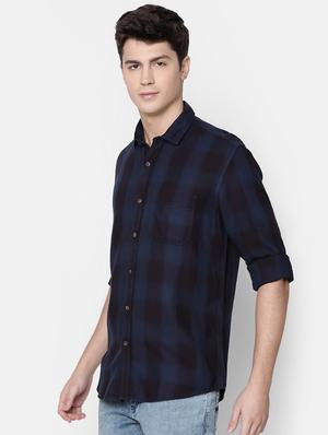 navy blue checkered casual shirt - 16494092 - Standard Image - 2