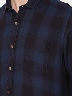 navy blue checkered casual shirt - 16494092 - Standard Image - 5