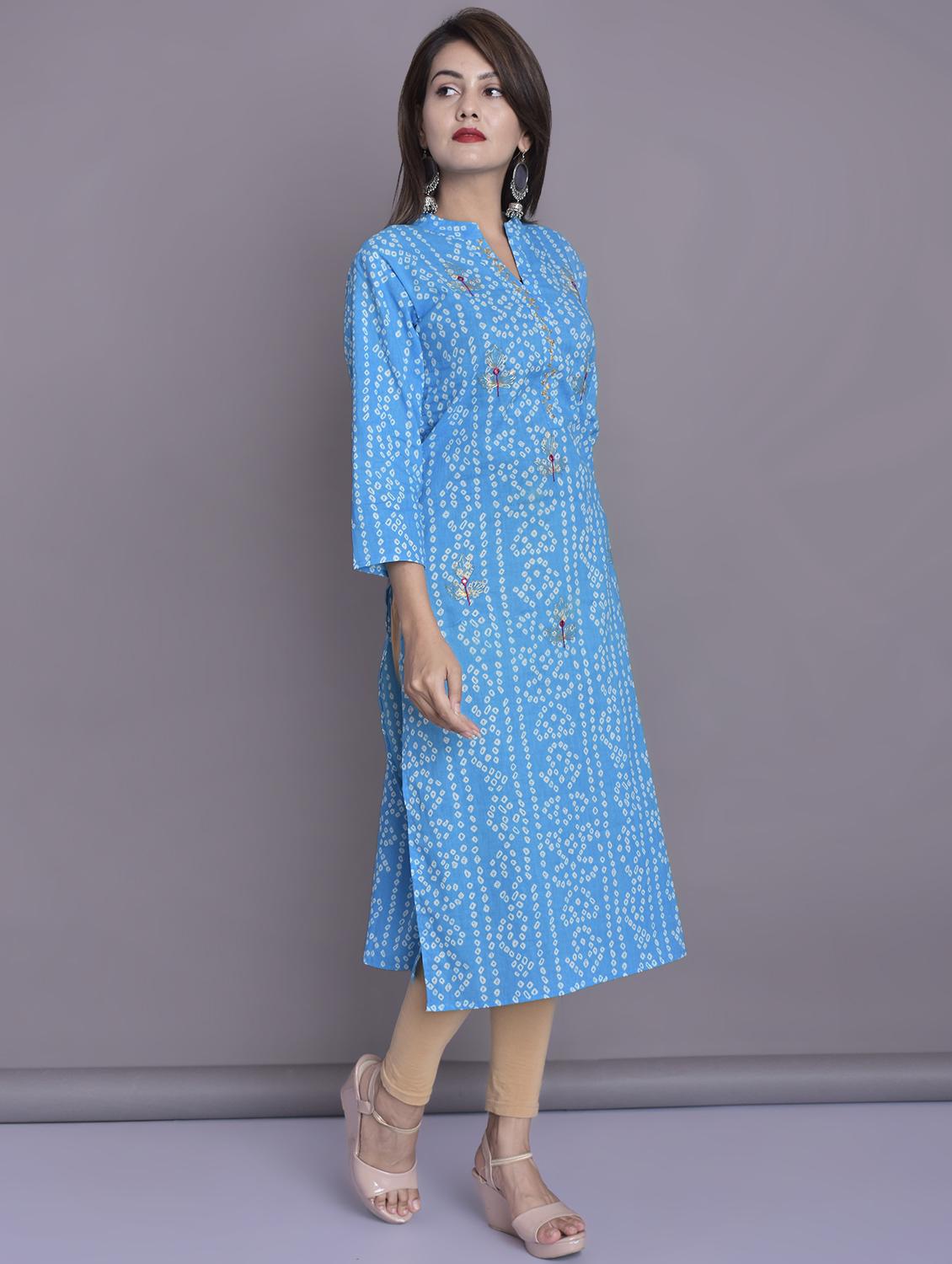 bandhani straight kurta - 16494160 - Zoom Image - 2