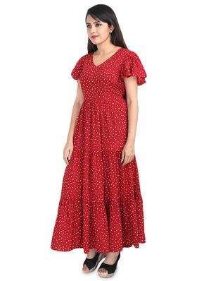 v-neck gathered maxi dress - 16494425 - Standard Image - 2