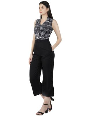 mandarin neck printed yoke jumpsuit - 16495295 - Standard Image - 2