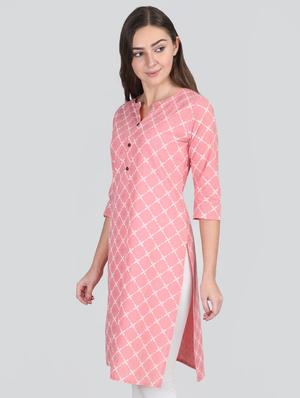 block printed straight kurta - 16495867 - Standard Image - 2