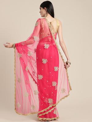 floral embroidered saree with blouse - 16495899 - Standard Image - 2