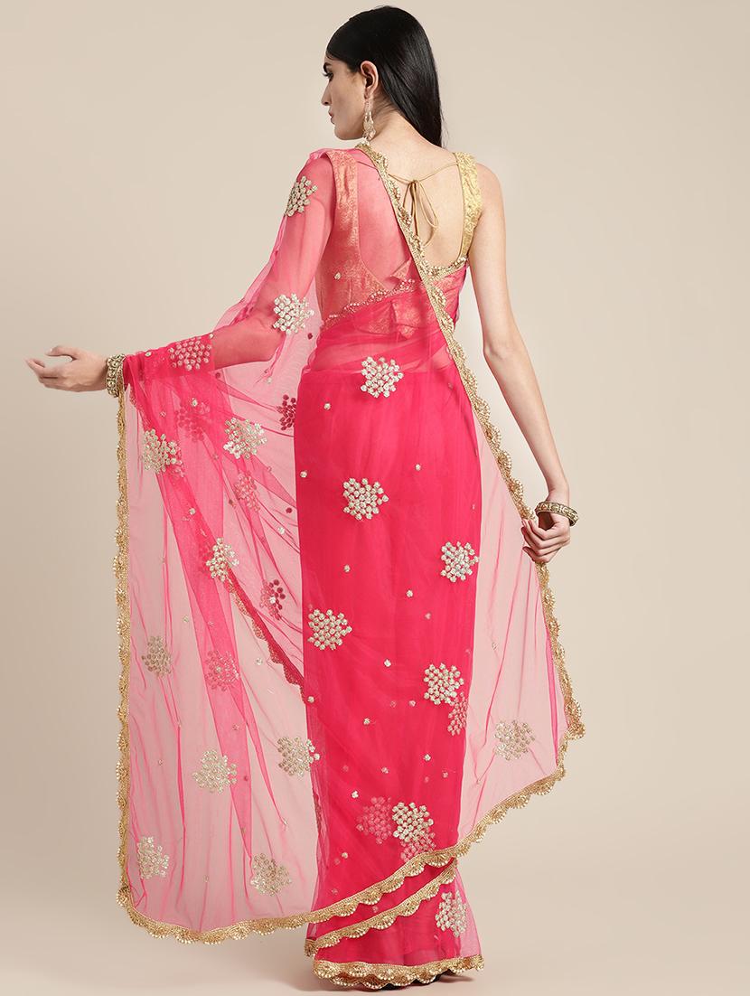 floral embroidered saree with blouse - 16495899 - Zoom Image - 2