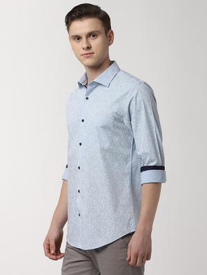 blue printed casual shirt - 16496000 - Standard Image - 2