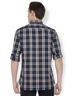 navy blue checkered casual shirt - 16496172 - Standard Image - 2