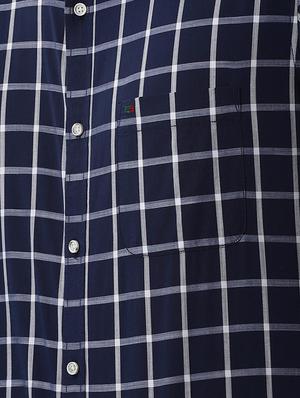 navy blue checkered casual shirt - 16496254 - Standard Image - 5