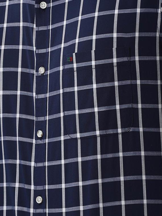 navy blue checkered casual shirt - 16496254 - Zoom Image - 5