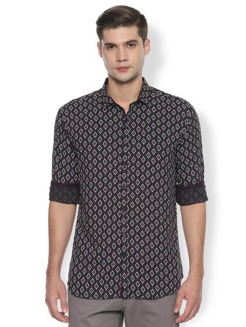 navy blue cotton blend casual shirt - 16496273 - Standard Image - 1