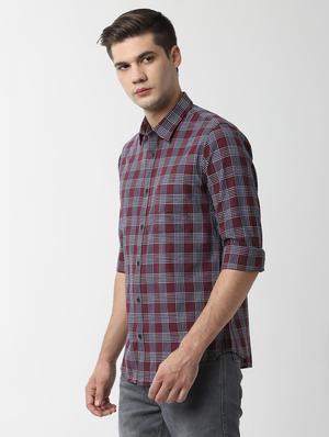 purple checkered casual shirt - 16496298 - Standard Image - 2
