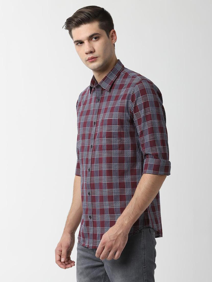 purple checkered casual shirt - 16496298 - Zoom Image - 2