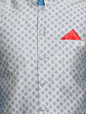 white printed nehru jacket - 16497080 - Standard Image - 5