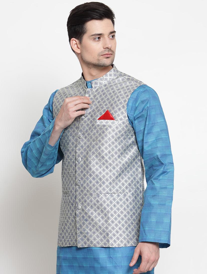 white printed nehru jacket - 16497080 - Zoom Image - 2