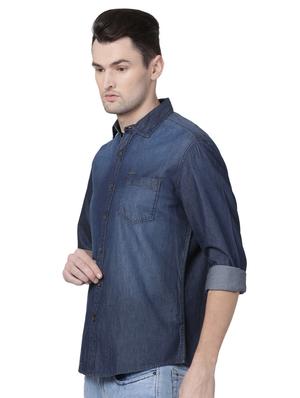 navy blue faded casual shirt - 16497169 - Standard Image - 2