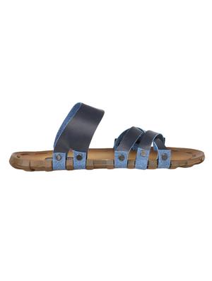 koxko navy blue leatherette slip on slippers - 16497688 - Standard Image - 2