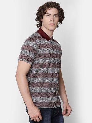 maroon striped collared t-shirt - 16497891 - Standard Image - 2