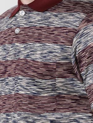 maroon striped collared t-shirt - 16497891 - Standard Image - 5