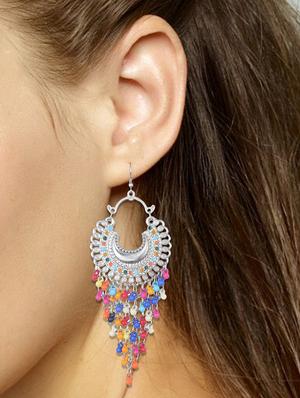 multi colored metal drop earring - 16497956 - Standard Image - 2