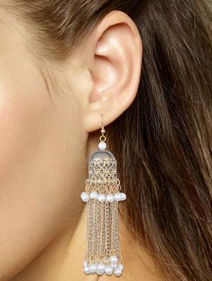 gold metal jhumka earring - 16497972 - Standard Image - 2