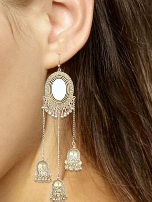 gold metal jhumka earring - 16497997 - Standard Image - 2