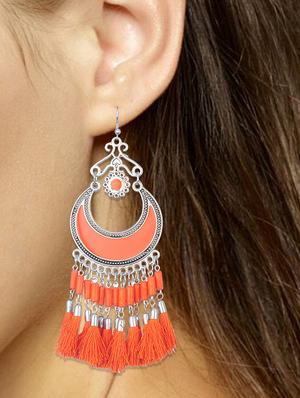orange metal drop earring - 16498033 - Standard Image - 2