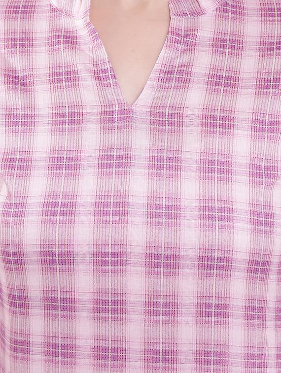 mandarin neck checkered top - 16498543 - Zoom Image - 5