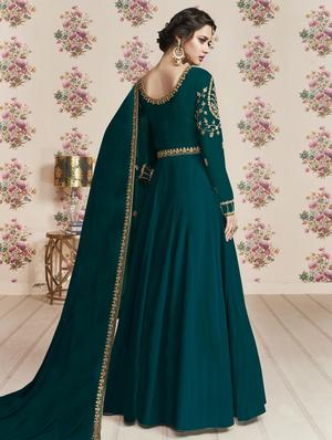 embroidered semi-stitched suit - 16498580 - Standard Image - 2