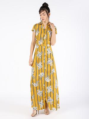button up floral maxi dress - 16498720 - Standard Image - 2
