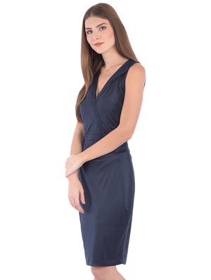 overlap neck solid sheath dress - 16498730 - Standard Image - 2