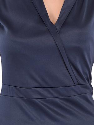 overlap neck solid sheath dress - 16498730 - Standard Image - 5