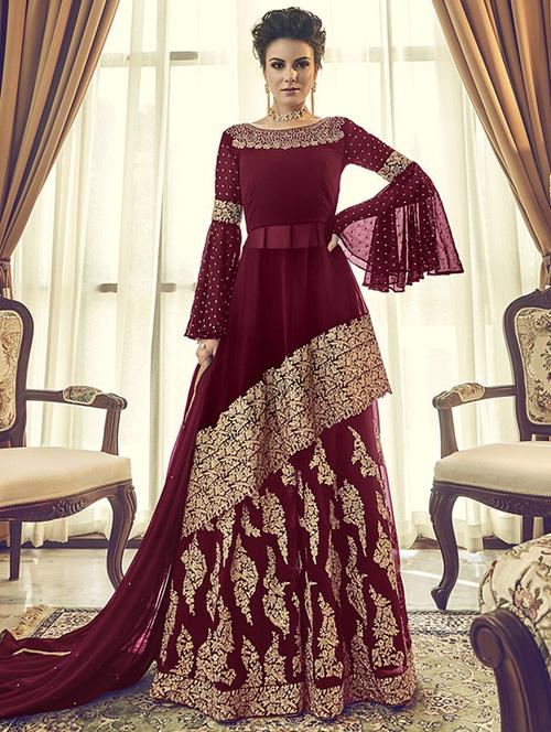 embroidered semi-stitched suit - 16499705 - Very Small Image - 1