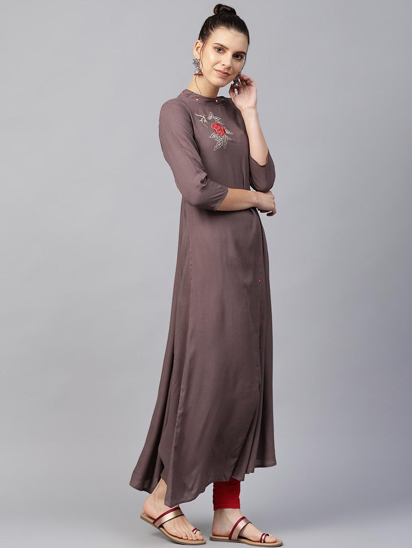 embroidered asymmetric kurta - 16501150 - Zoom Image - 2