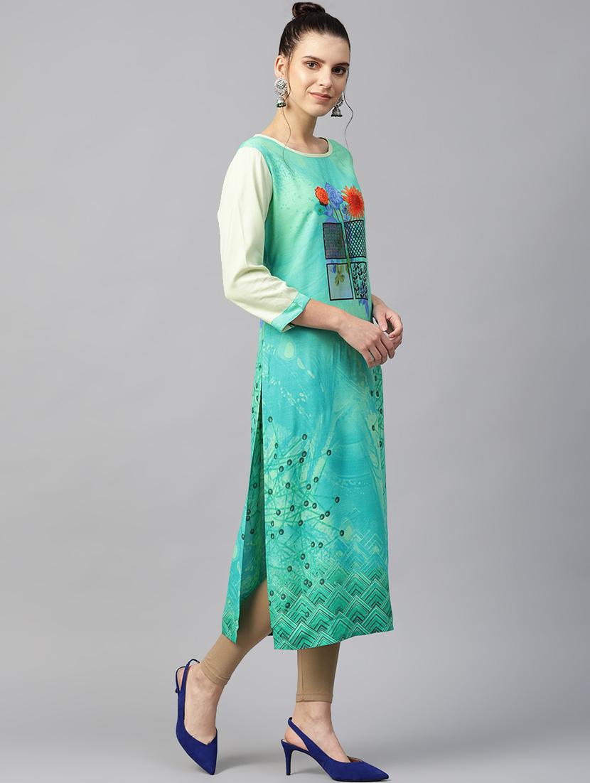 digital printed straight kurta - 16501152 - Zoom Image - 2
