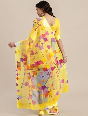 geometric printed saree with blouse - 16501283 - Standard Image - 2