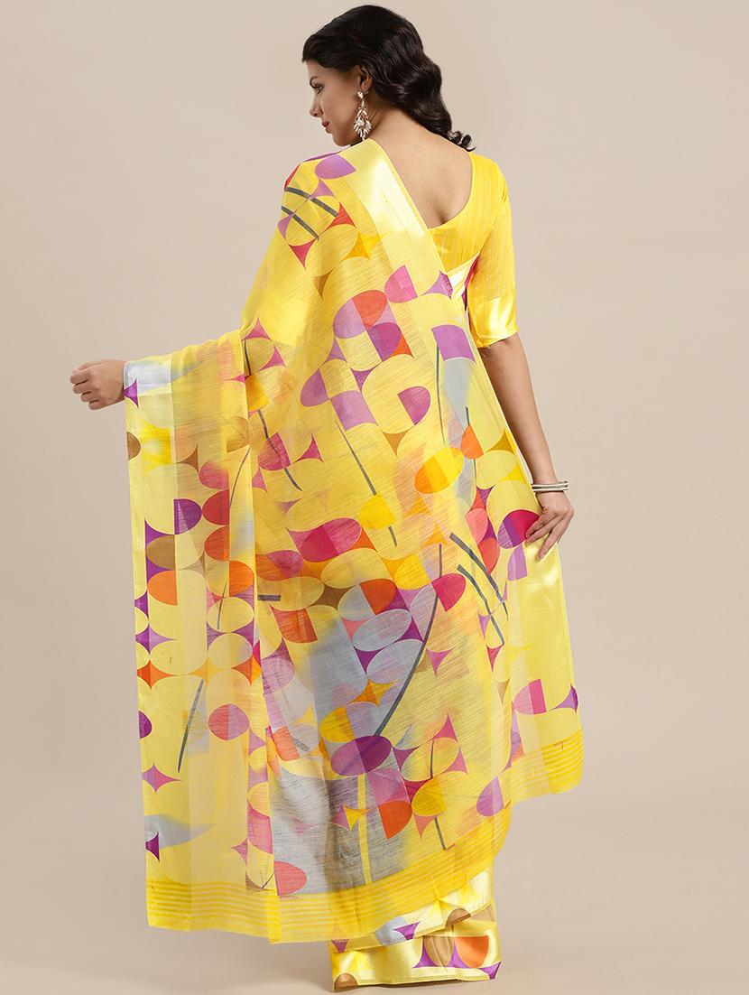 geometric printed saree with blouse - 16501283 - Zoom Image - 2