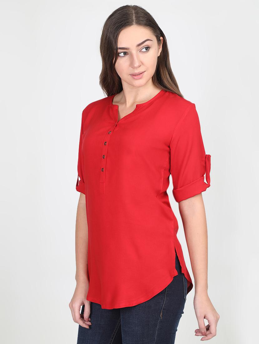 roll up sleeved solid tunic - 16501582 - Zoom Image - 2