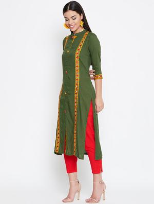 embroidered straight kurta - 16502283 - Standard Image - 2