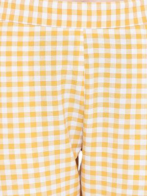 gingham flat front crop trousers - 16503933 - Standard Image - 5
