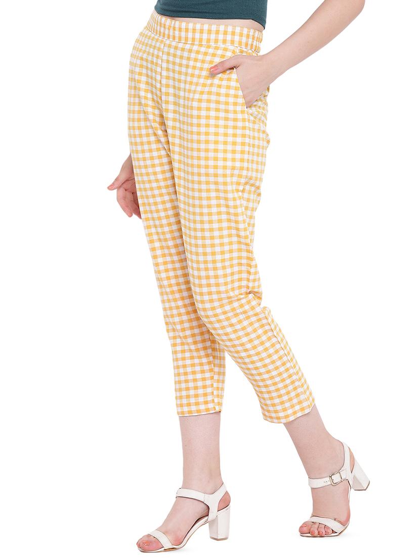 gingham flat front crop trousers - 16503933 - Zoom Image - 2