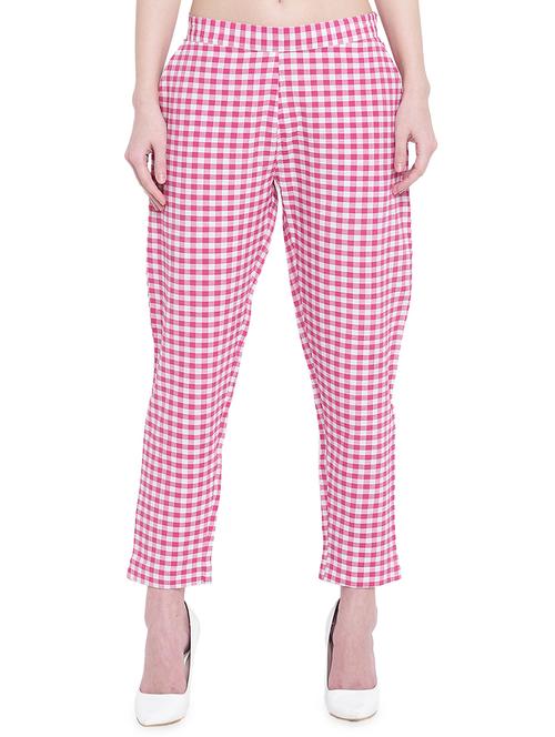 gingham flat front crop trousers - 16503935 - Standard Image - 1