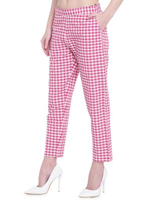 gingham flat front crop trousers - 16503935 - Standard Image - 2