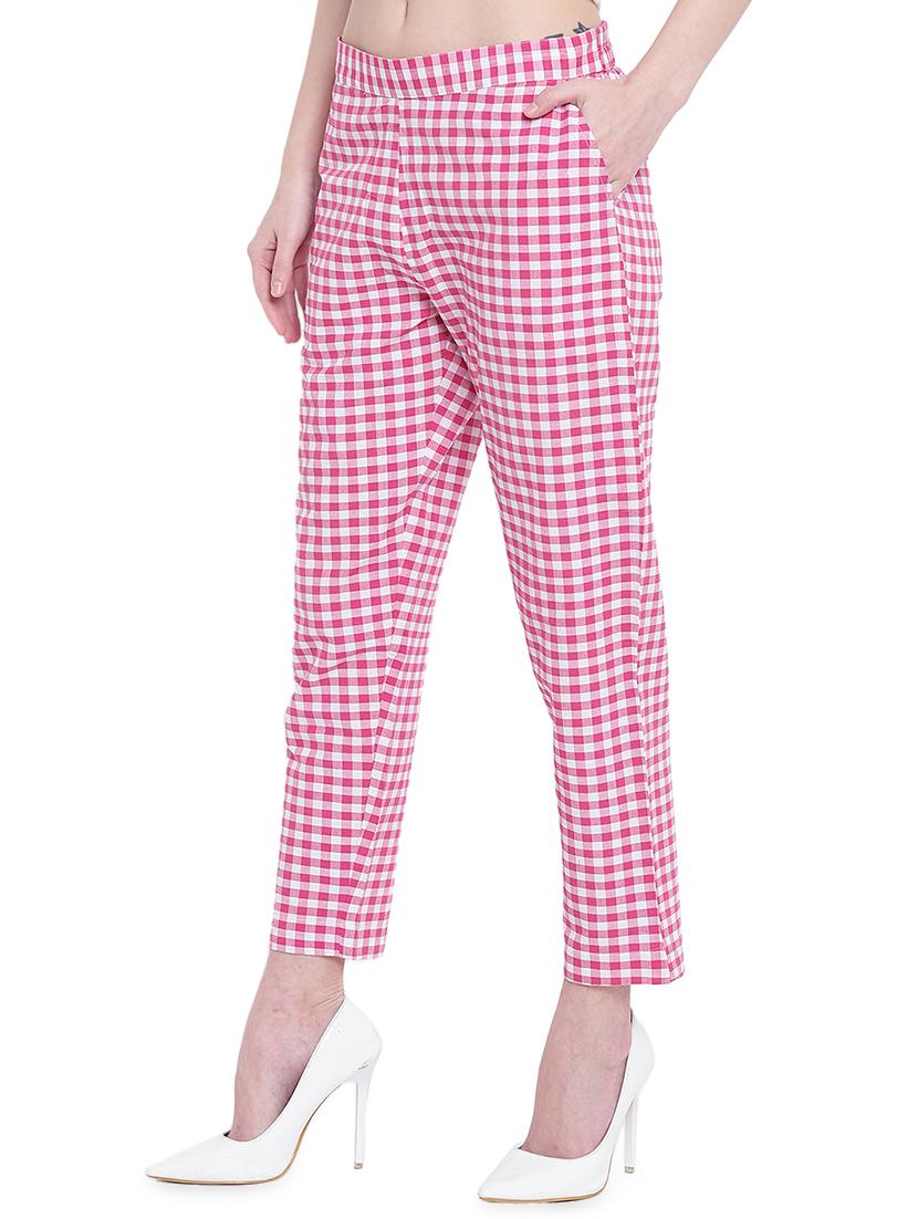 gingham flat front crop trousers - 16503935 - Zoom Image - 2