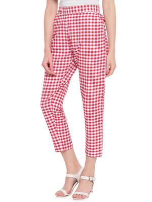 gingham flat front crop trousers - 16503936 - Standard Image - 2
