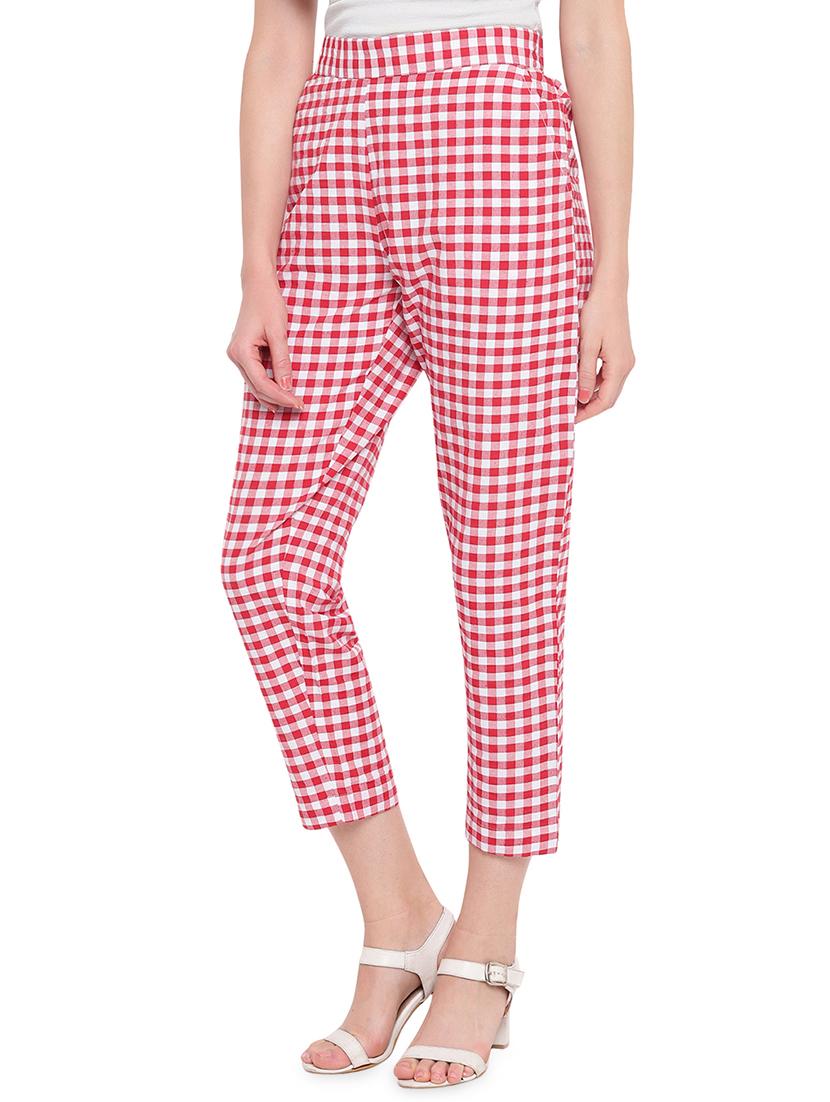 gingham flat front crop trousers - 16503936 - Zoom Image - 2