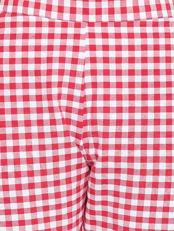 gingham flat front crop trousers - 16503936 - Zoom Image - 5