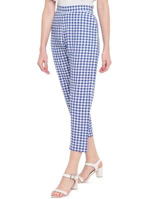 gingham flat front crop trousers - 16503937 - Standard Image - 2