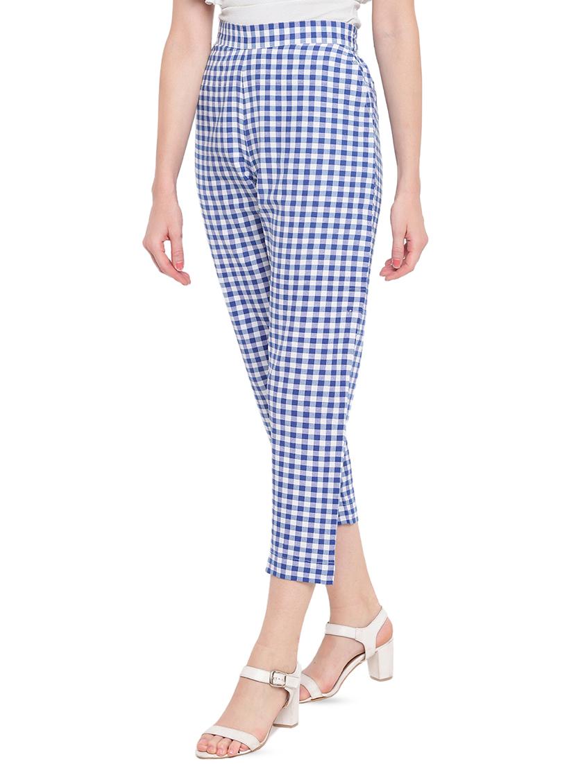 gingham flat front crop trousers - 16503937 - Zoom Image - 2