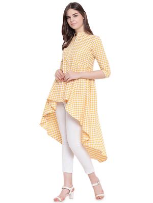 concealed placket gingham high low tunic - 16503939 - Standard Image - 2