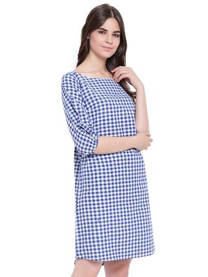 boat neck gingham shift dress - 16503943 - Standard Image - 2