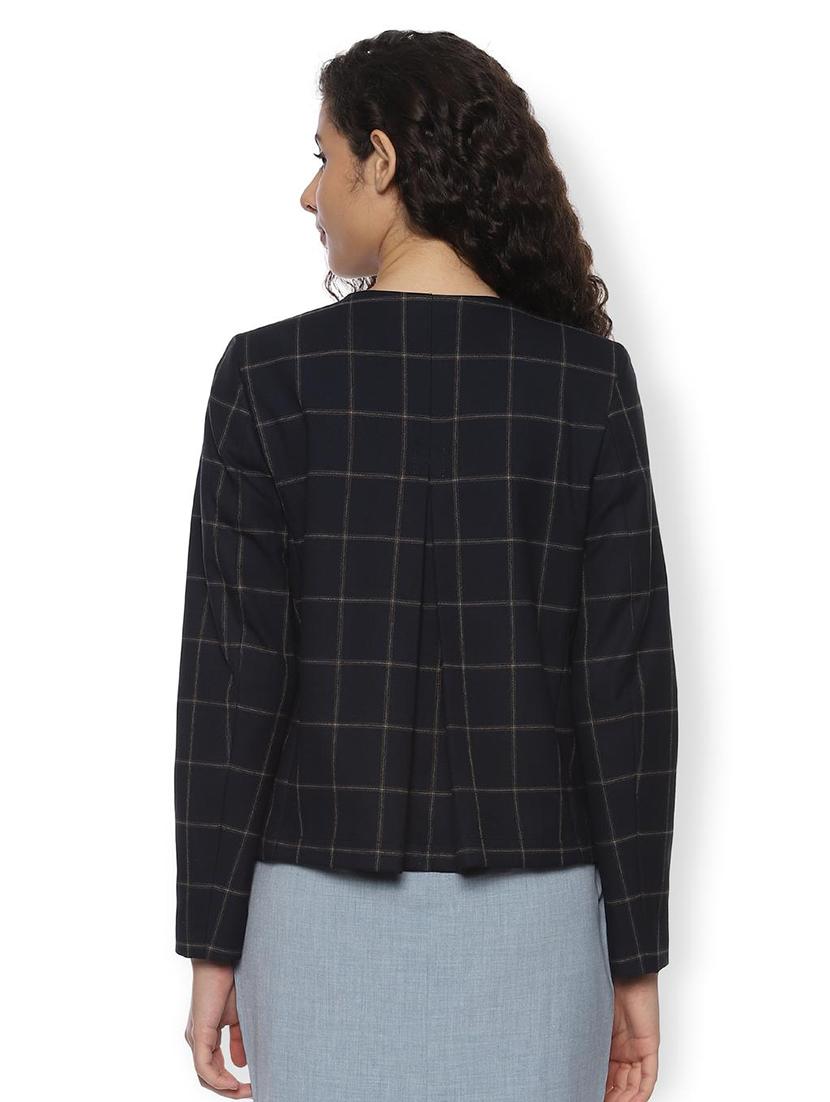 long sleeved checkered blazer - 16504161 - Zoom Image - 2